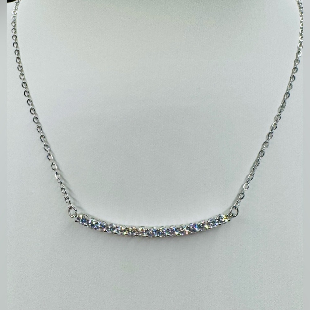 Silver Necklace with CZ Accents